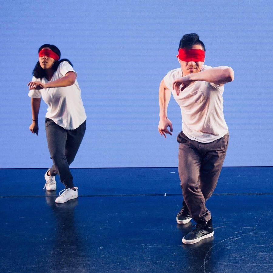 George performing blindfolded choreography
